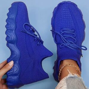 Vibrant Blue Candy Socks Women's Sneakers